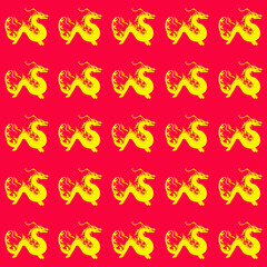 Golden Dragons on Red Background