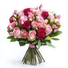 A beautiful bouquet of pink roses in a vase, symbolizing love, romance, and celebration