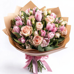 Beautiful bouquet of pink roses for a romantic occasion