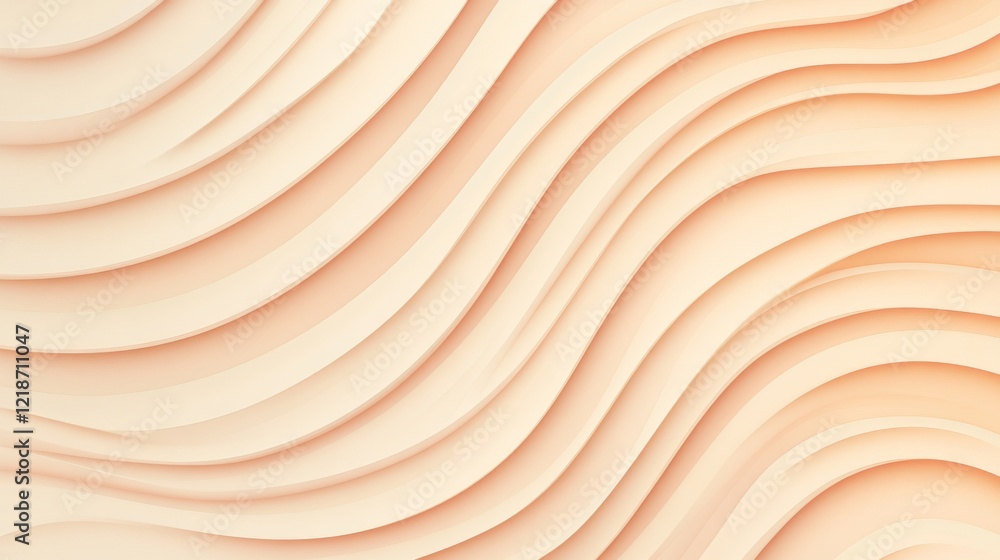 Poster abstract peach background with wavy lines and curves.