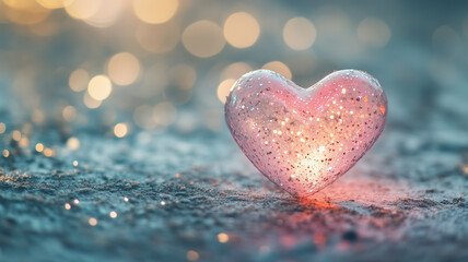 Obraz premium Happy valentine's day pink heart in bokeh blurred background. Generative Ai. 