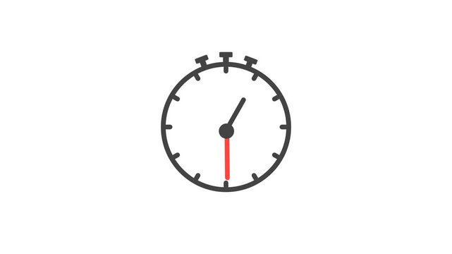 10 Second Stopwatch Clock Icon Animation Isolated on White Background. Motion graphic.
