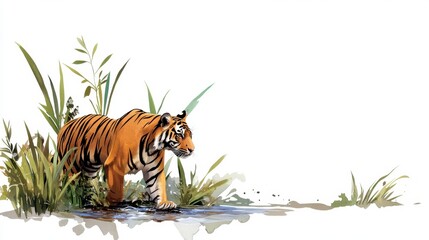 Majestic Tiger in Lush Green Habitat
