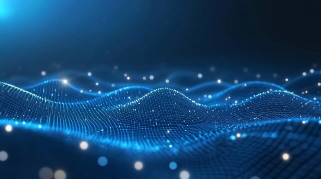 Futuristic abstract digital technology background with glowing blue grid, connected data lines, and high-tech perspective design for innovation and connectivity


