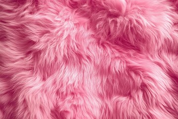 Fototapeta premium Pink fur texture top view. Pink sheepskin background. Fur pattern. Texture of pink shaggy fur. Wool texture.