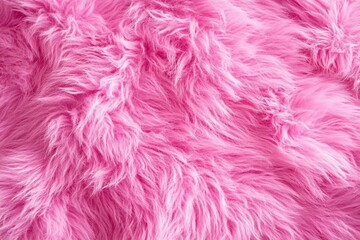 Fototapeta premium Pink fur texture top view. Pink sheepskin background. Fur pattern. Texture of pink shaggy fur. Wool texture.