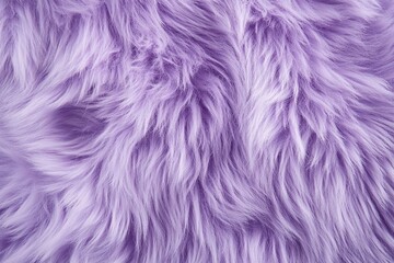 Fototapeta premium Purple fur texture top view. Purple or lilac sheepskin background. Fur pattern. Texture of lilac shaggy fur. Wool texture.