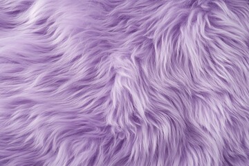 Fototapeta premium Purple fur texture top view. Purple or lilac sheepskin background. Fur pattern. Texture of lilac shaggy fur. Wool texture.