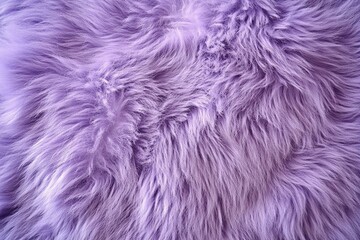 Purple fur texture top view. Purple or lilac sheepskin background. Fur pattern. Texture of lilac shaggy fur. Wool texture.