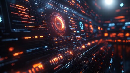 Obraz premium Futuristic Digital Interface: Abstract Technological Background
