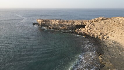 beautiful view fuerteventura ocean, cliffs view from above