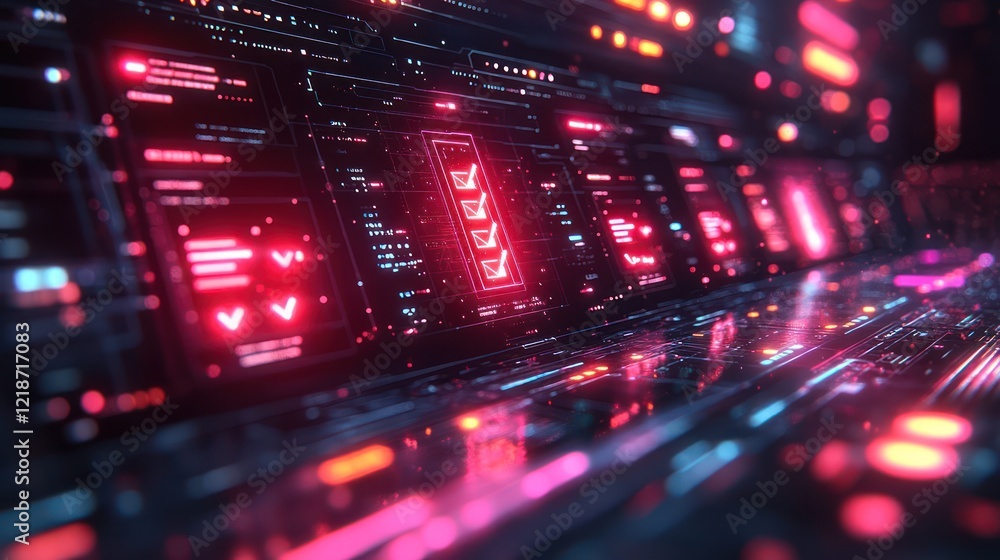 Aufkleber cyberpunk interface: futuristic digital dashboard display