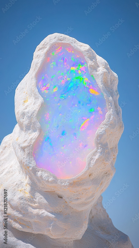 Poster opal gemstone nature macro colorful rainbow textures smooth surface unique patterns