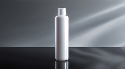 Fototapeta premium Elegant White Bottle Product Mockup on Reflective Surface