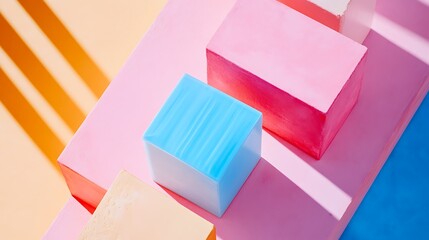 Colorful blocks arranged in a geometric pattern