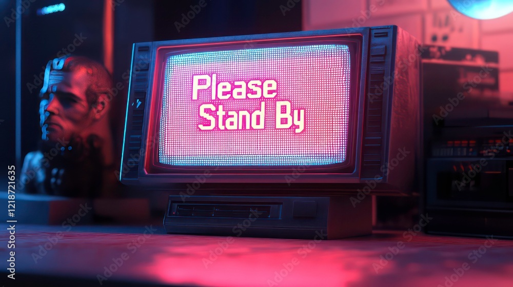 Poster a crt display with a glowing 