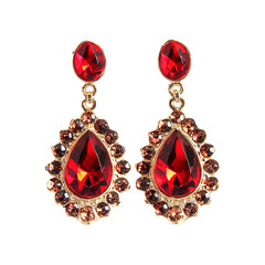 Elegant Red Gemstone Earrings Gold Setting Luxury Jewelry