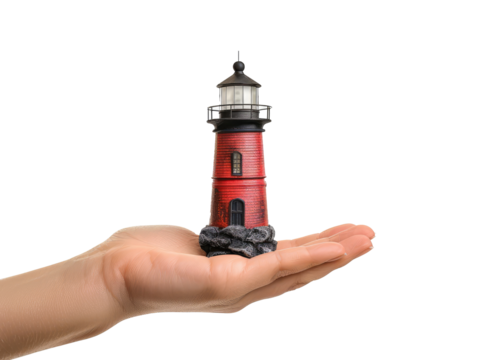 hand with lighthouse