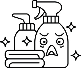 A cartoonish image of a spray bottle and a bottle