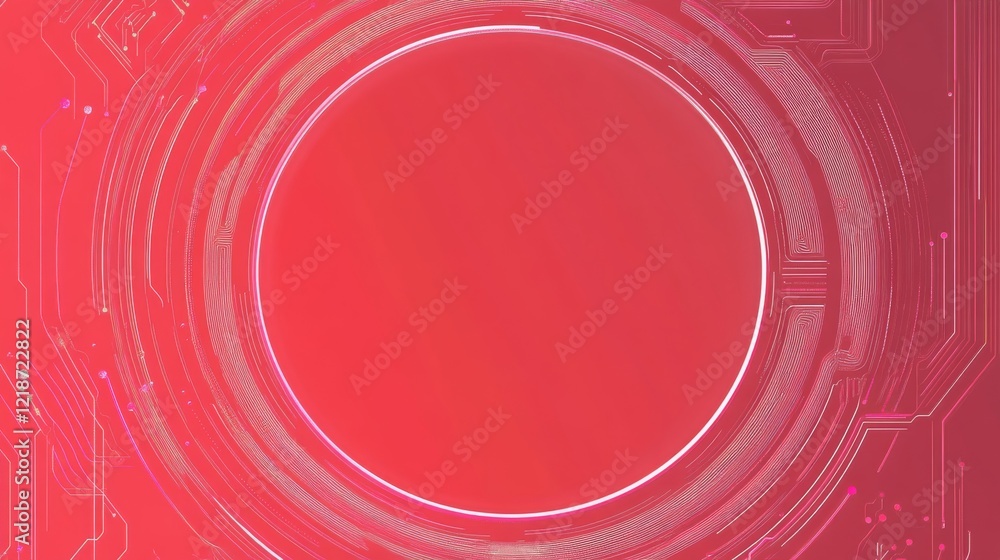 Aufkleber abstract circular circuit design with glowing lines and digital elements, futuristic technology back
