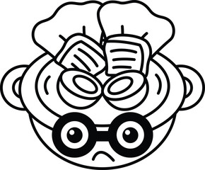 A cartoon of a bowl of food with a cartoon face on it