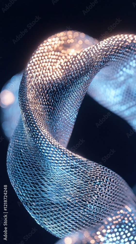 Poster artistic macro shot of shiny metallic threads in elegant display abstract environment -definition vi