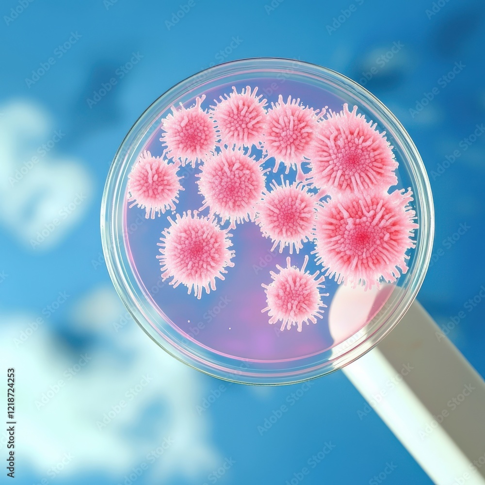 Poster bacterial growth patterns in petri dish laboratory setting scientific experiment clean environment m