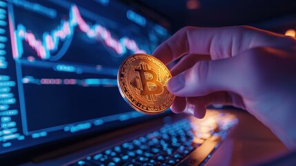 Analyzing bitcoin trends cryptocurrency trading floor digital finance tech environment close-up view investment insights