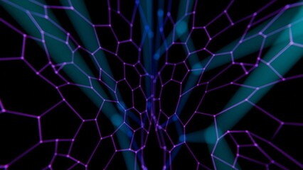 Abstract Digital Brain Wireframe Network Mesh in Red and Blue Gradient