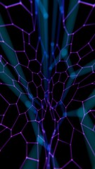 Abstract Digital Brain Wireframe Network Mesh in Red and Blue Gradient