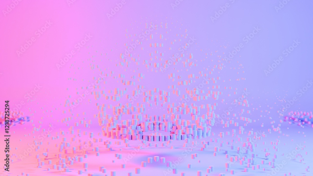 Poster abstract particle dispersion with pastel gradient background