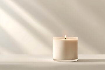 A single elegant candle mockup isolated on a pristine white background, offering a sleek, modern look perfect for branding and product displays.