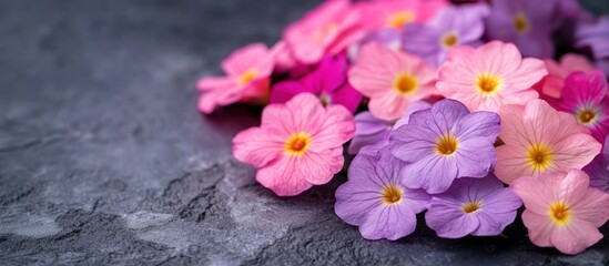 Delicate Pastel Blossoms on Dark Stone