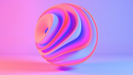 Vibrant Abstract Spiral Sphere with Gradient Neon Light