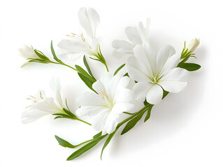 Fototapeta premium Beautiful flowers on a white background. Neural network AI generated art