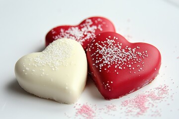 Fototapeta premium Heart-shaped cookies with sugar sprinkles