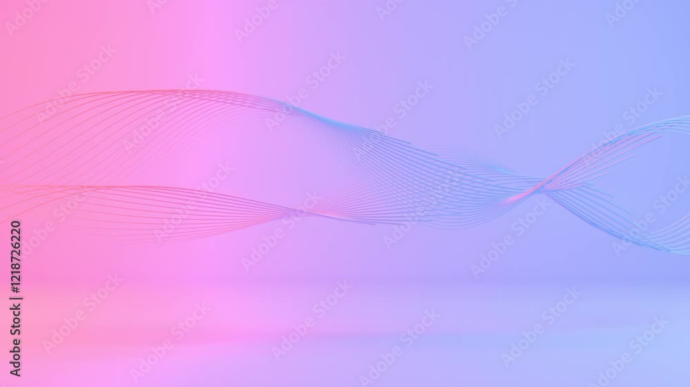 Poster Elegant Fluid Lines Creating a Wavy Abstract Design in Soft Pink and Blue