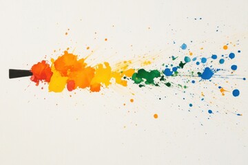 Fototapeta premium Colorful paint splashes creating rainbow effect on white background