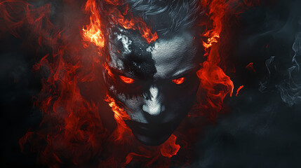 burning skull in fire