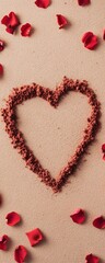Valentines Aesthetic Heart in Sand with Rose Petals - Romantic Decor and Spring Picnic Ideas for Lifestyle Influencers and Event Planners