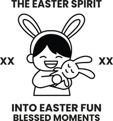 A cartoon of a girl holding a rabbit and the words