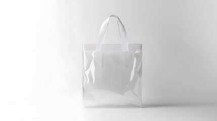 A stylish, clear tote bag mockup isolated against a clean white background, perfect for retail, fashion, and packaging design presentations.