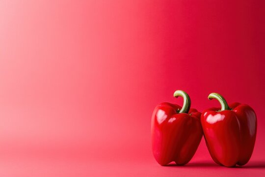 Red bell peppers on vibrant pink background