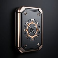Fototapeta premium A futuristic lockbox with rotating dials and a glowing LED display, made of titanium