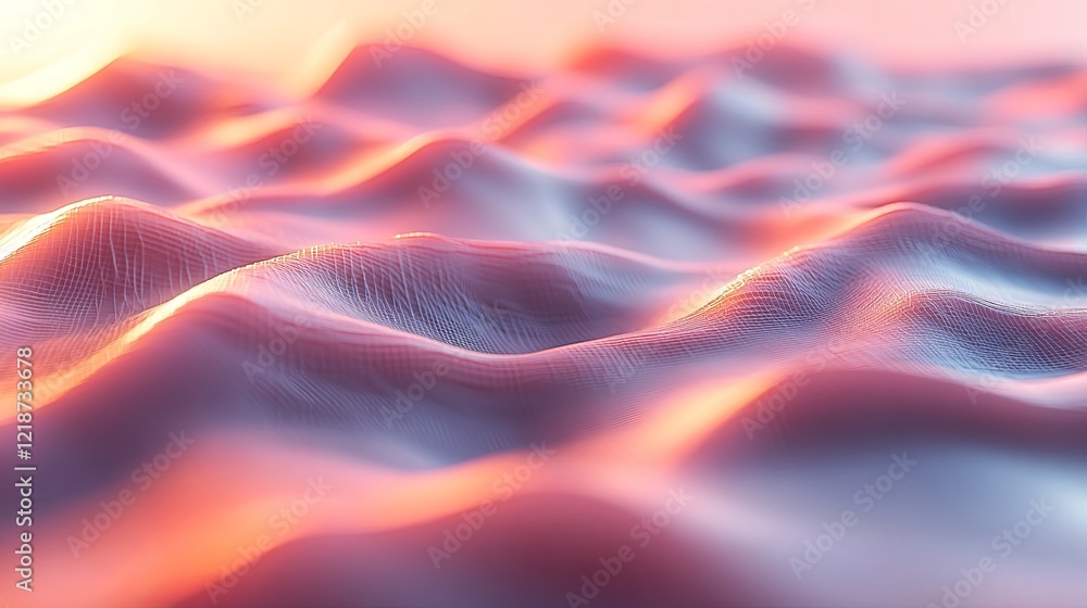 Aufkleber soft waves of fabric illuminated by warm light create a serene and abstract landscape at sunset. gen