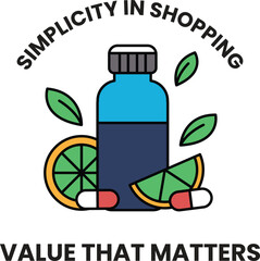 A illustration in the concept of supermarket in line drawing style