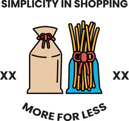 A bag of pasta is shown next to a bag of pasta