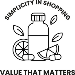 A illustration in the concept of supermarket in line drawing style