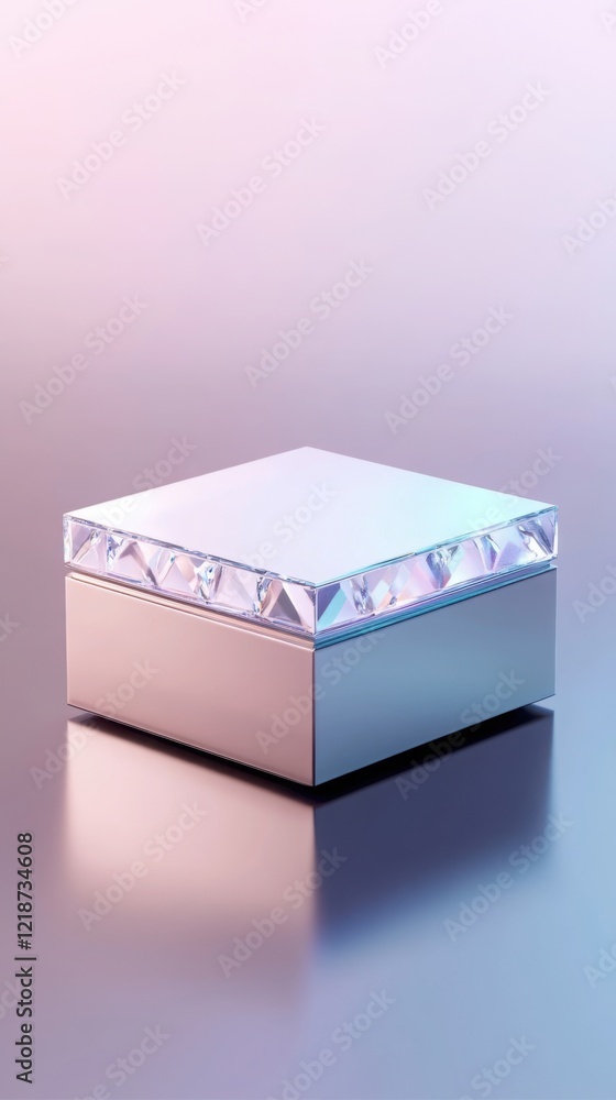 Poster A metallic box with embedded crystals on the lid, shimmering under soft lighting