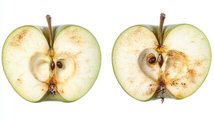 Cross Section of Split Green Apples with Seeds and Natural Details